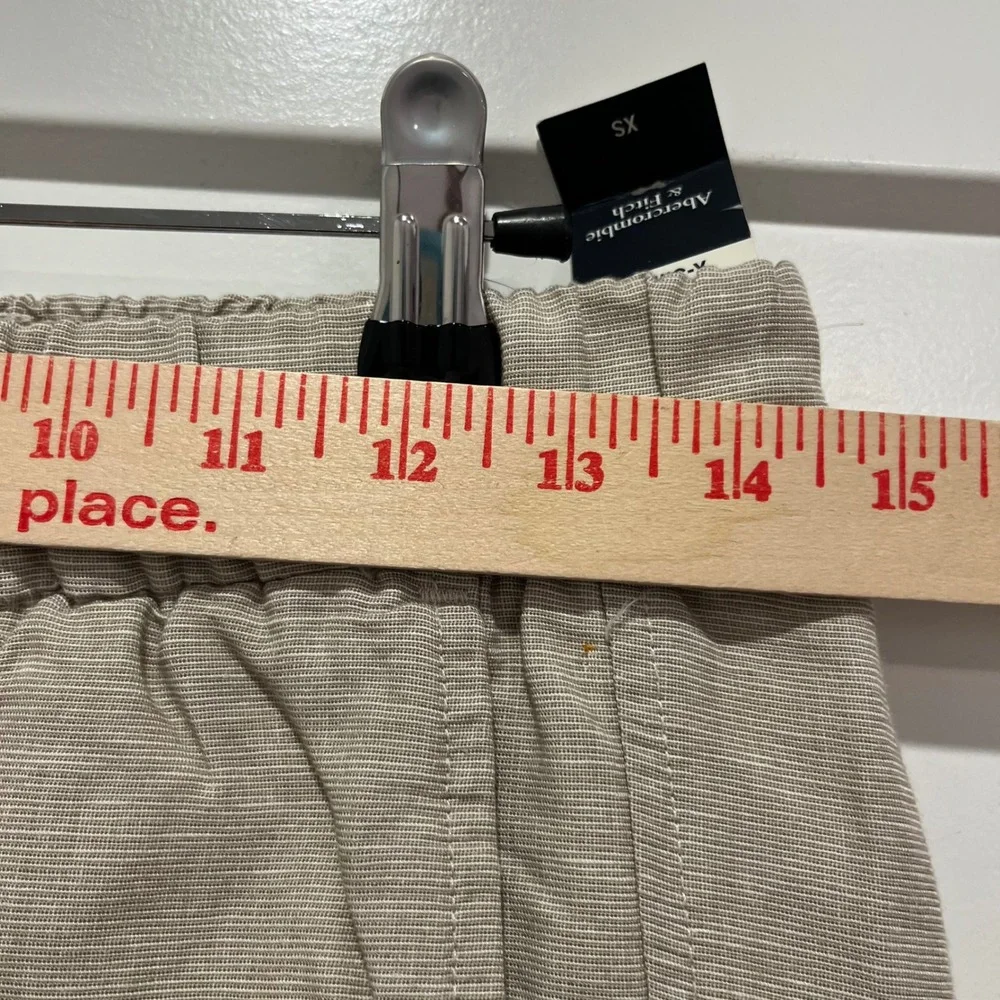Abercrombie & Fitch Mens XS Beige Linen Blend Drawstring Jogger Pants 4571
